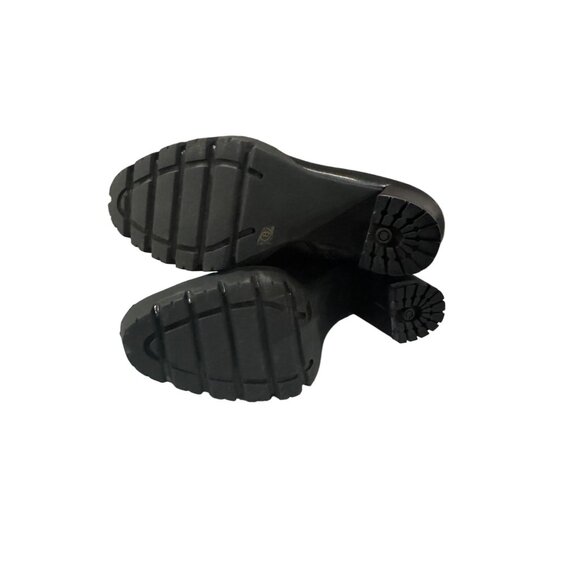 Black Chunky Heel Ankle Boots With Front & Side Zippers Size 8 - Picture 4 of 6